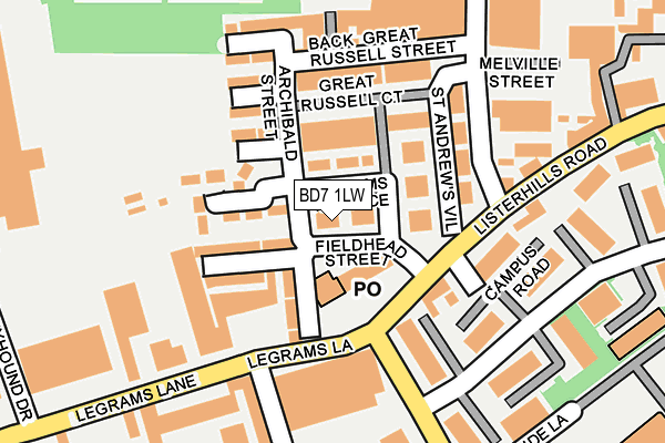 BD7 1LW map - OS OpenMap – Local (Ordnance Survey)