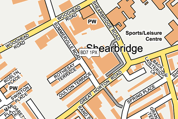 BD7 1PX map - OS OpenMap – Local (Ordnance Survey)