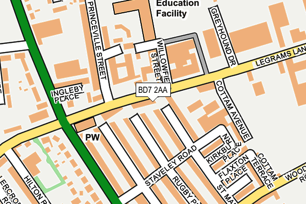 BD7 2AA map - OS OpenMap – Local (Ordnance Survey)