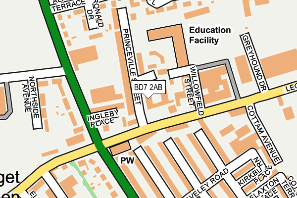 BD7 2AB map - OS OpenMap – Local (Ordnance Survey)
