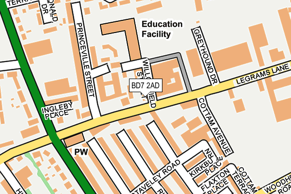 BD7 2AD map - OS OpenMap – Local (Ordnance Survey)