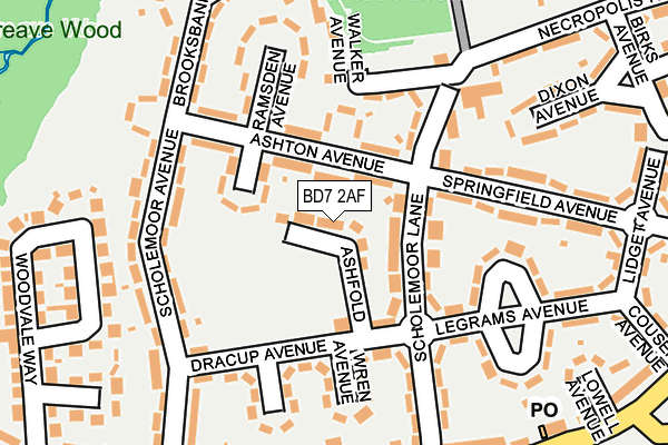 BD7 2AF map - OS OpenMap – Local (Ordnance Survey)