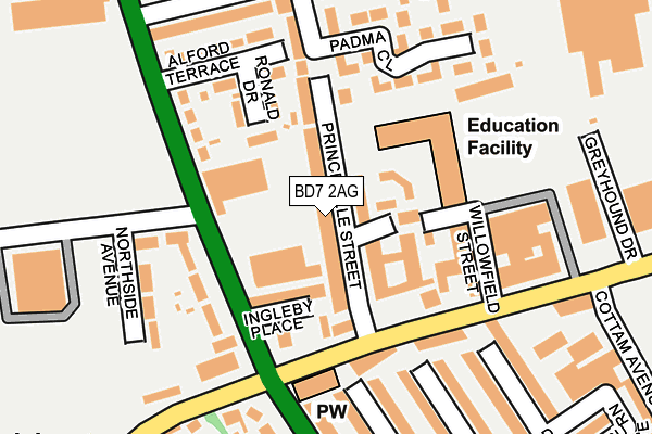 BD7 2AG map - OS OpenMap – Local (Ordnance Survey)