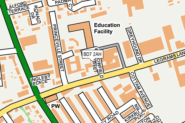 BD7 2AH map - OS OpenMap – Local (Ordnance Survey)