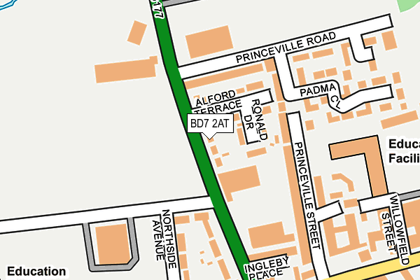 BD7 2AT map - OS OpenMap – Local (Ordnance Survey)