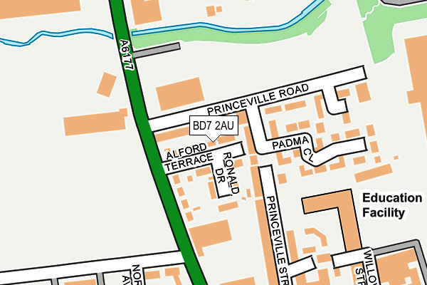 BD7 2AU map - OS OpenMap – Local (Ordnance Survey)