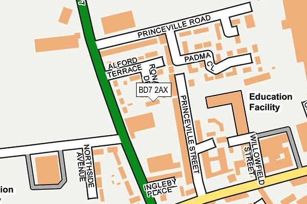 BD7 2AX map - OS OpenMap – Local (Ordnance Survey)