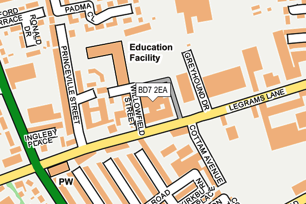BD7 2EA map - OS OpenMap – Local (Ordnance Survey)