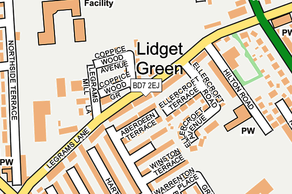 BD7 2EJ map - OS OpenMap – Local (Ordnance Survey)