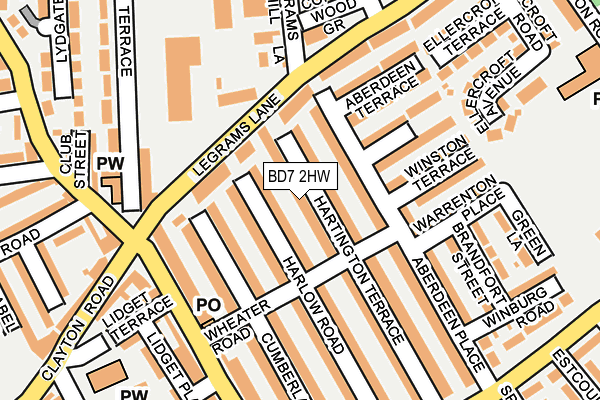 BD7 2HW map - OS OpenMap – Local (Ordnance Survey)