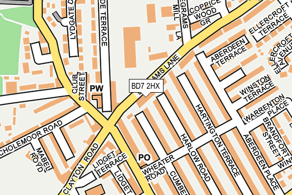 BD7 2HX map - OS OpenMap – Local (Ordnance Survey)