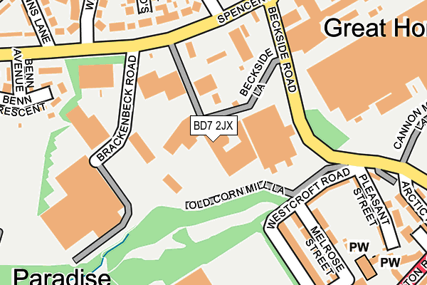 BD7 2JX map - OS OpenMap – Local (Ordnance Survey)
