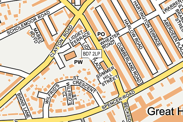 BD7 2LP map - OS OpenMap – Local (Ordnance Survey)