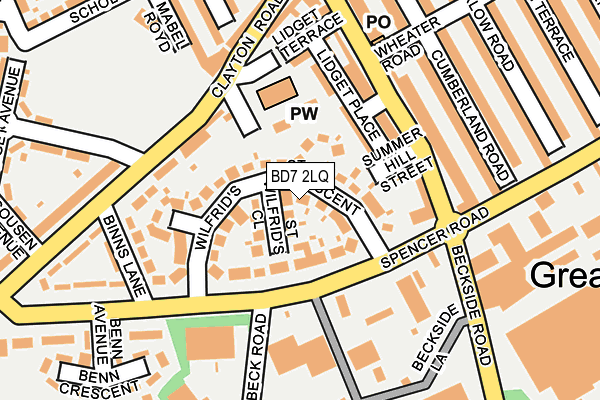 BD7 2LQ map - OS OpenMap – Local (Ordnance Survey)