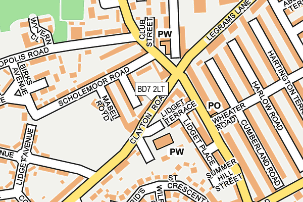 BD7 2LT map - OS OpenMap – Local (Ordnance Survey)