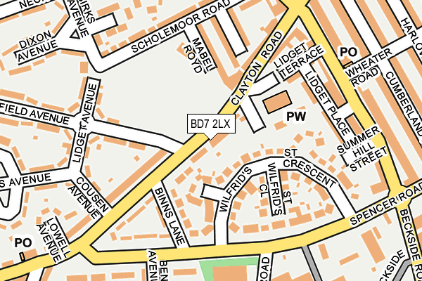 BD7 2LX map - OS OpenMap – Local (Ordnance Survey)