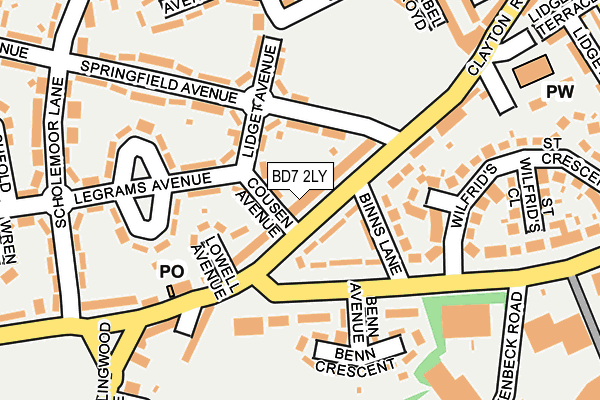 BD7 2LY map - OS OpenMap – Local (Ordnance Survey)
