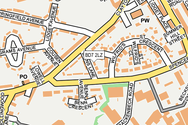 BD7 2LZ map - OS OpenMap – Local (Ordnance Survey)