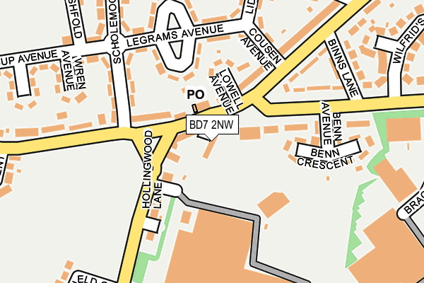 BD7 2NW map - OS OpenMap – Local (Ordnance Survey)