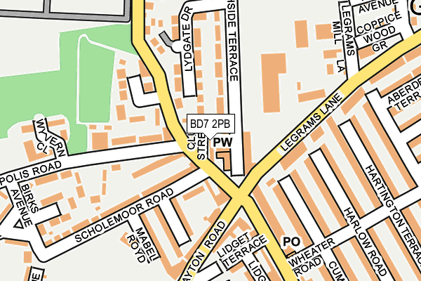 BD7 2PB map - OS OpenMap – Local (Ordnance Survey)