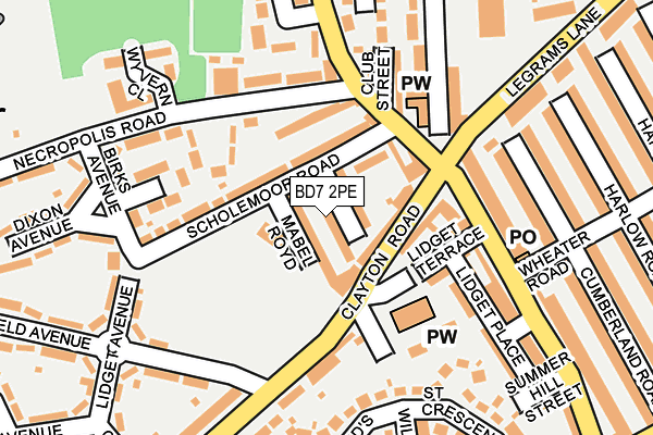 BD7 2PE map - OS OpenMap – Local (Ordnance Survey)