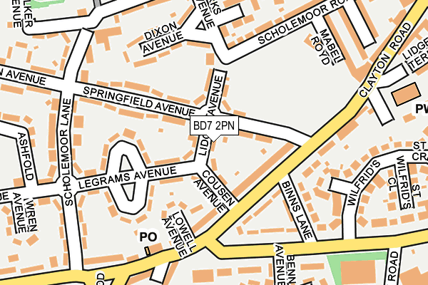 BD7 2PN map - OS OpenMap – Local (Ordnance Survey)