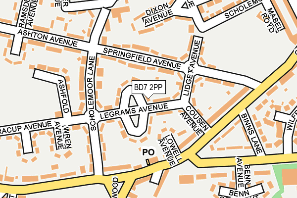 BD7 2PP map - OS OpenMap – Local (Ordnance Survey)
