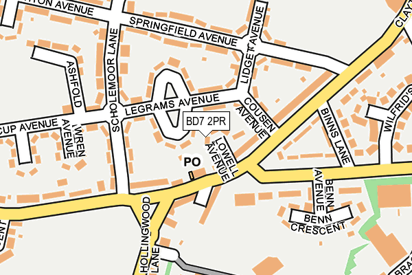 BD7 2PR map - OS OpenMap – Local (Ordnance Survey)