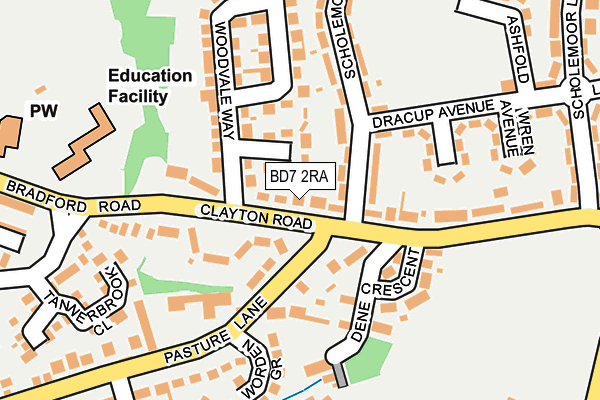 BD7 2RA map - OS OpenMap – Local (Ordnance Survey)