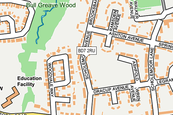 BD7 2RU map - OS OpenMap – Local (Ordnance Survey)