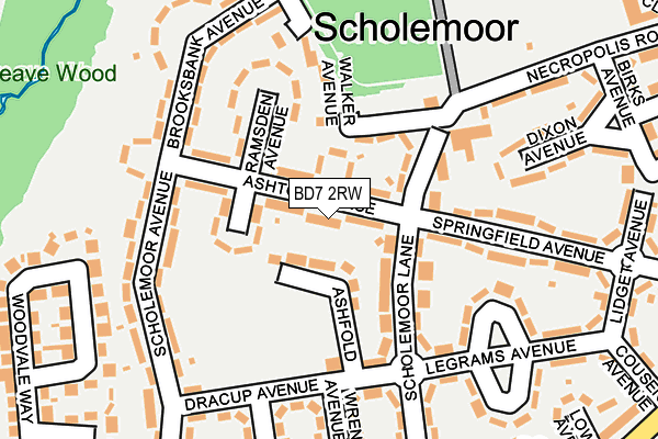 BD7 2RW map - OS OpenMap – Local (Ordnance Survey)