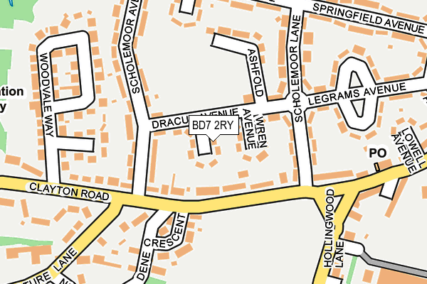 BD7 2RY map - OS OpenMap – Local (Ordnance Survey)