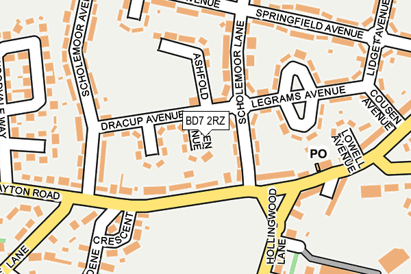 BD7 2RZ map - OS OpenMap – Local (Ordnance Survey)
