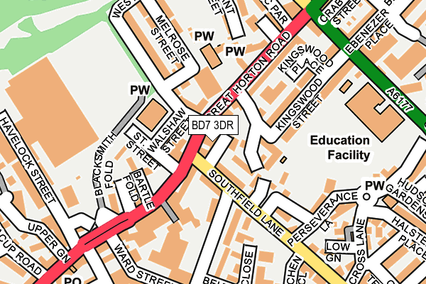 BD7 3DR map - OS OpenMap – Local (Ordnance Survey)