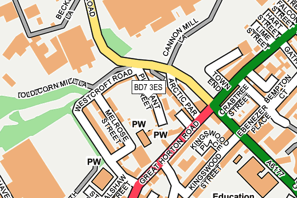 BD7 3ES map - OS OpenMap – Local (Ordnance Survey)