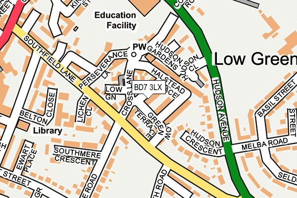 BD7 3LX map - OS OpenMap – Local (Ordnance Survey)