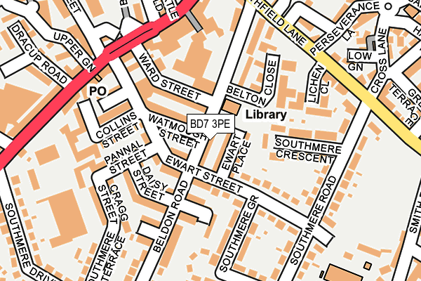BD7 3PE map - OS OpenMap – Local (Ordnance Survey)
