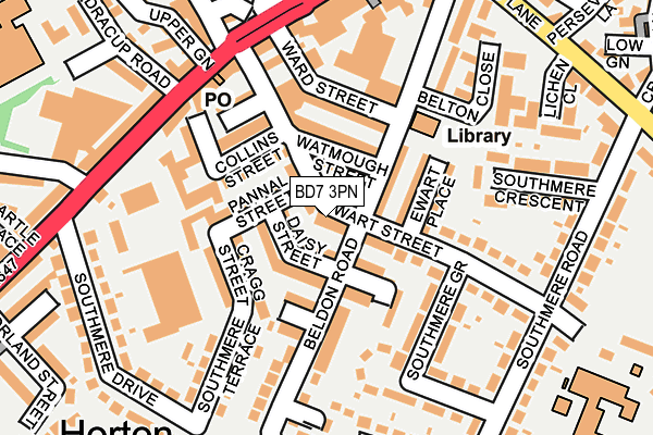 BD7 3PN map - OS OpenMap – Local (Ordnance Survey)