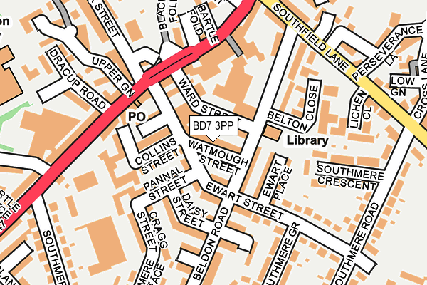 BD7 3PP map - OS OpenMap – Local (Ordnance Survey)