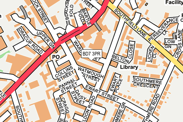 BD7 3PR map - OS OpenMap – Local (Ordnance Survey)