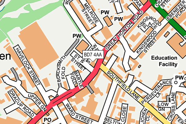 BD7 4AA map - OS OpenMap – Local (Ordnance Survey)