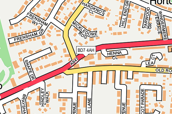 BD7 4AH map - OS OpenMap – Local (Ordnance Survey)