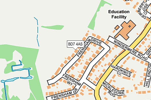 BD7 4AS map - OS OpenMap – Local (Ordnance Survey)