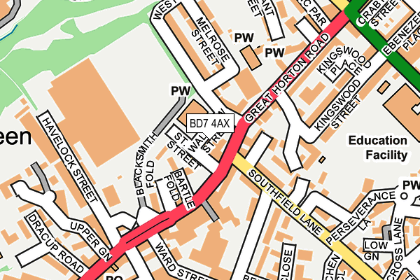 BD7 4AX map - OS OpenMap – Local (Ordnance Survey)