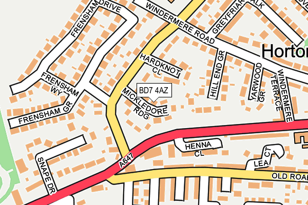 BD7 4AZ map - OS OpenMap – Local (Ordnance Survey)