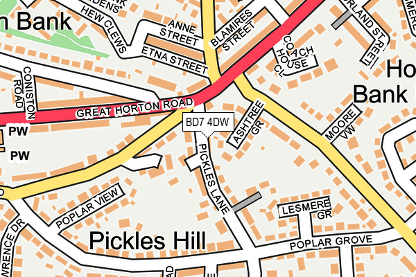 BD7 4DW map - OS OpenMap – Local (Ordnance Survey)