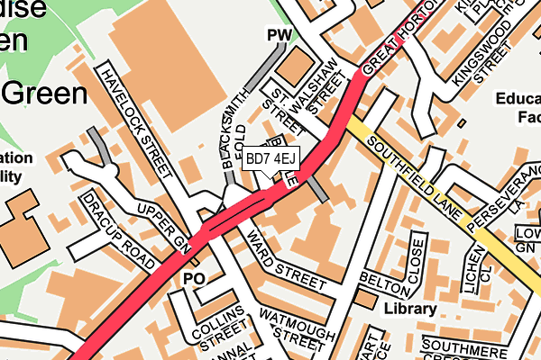 BD7 4EJ map - OS OpenMap – Local (Ordnance Survey)