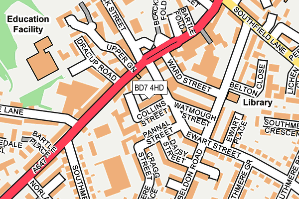 BD7 4HD map - OS OpenMap – Local (Ordnance Survey)