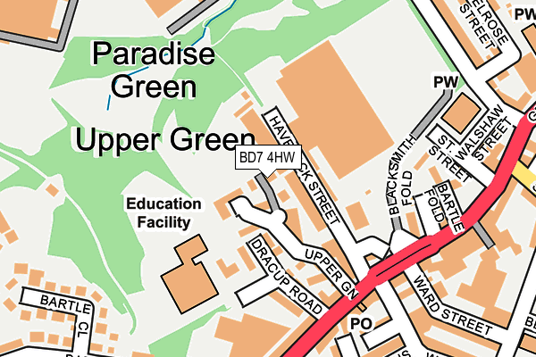 BD7 4HW map - OS OpenMap – Local (Ordnance Survey)
