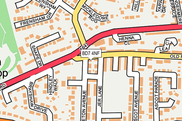BD7 4NF map - OS OpenMap – Local (Ordnance Survey)